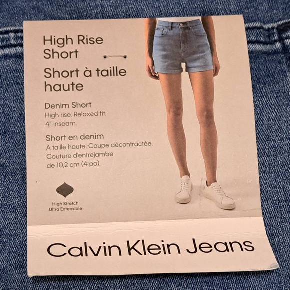 New! Calvin Klein Denim Shorts Women's Size 32 Blue High Rise Stretch Casual - Picture 8 of 10